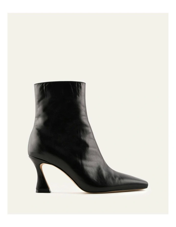 Selma Leather Mid Ankle Boots in Black image 1