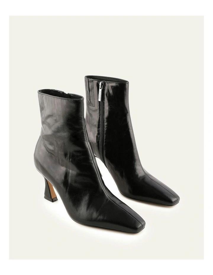 Selma Leather Mid Ankle Boots in Black image 2