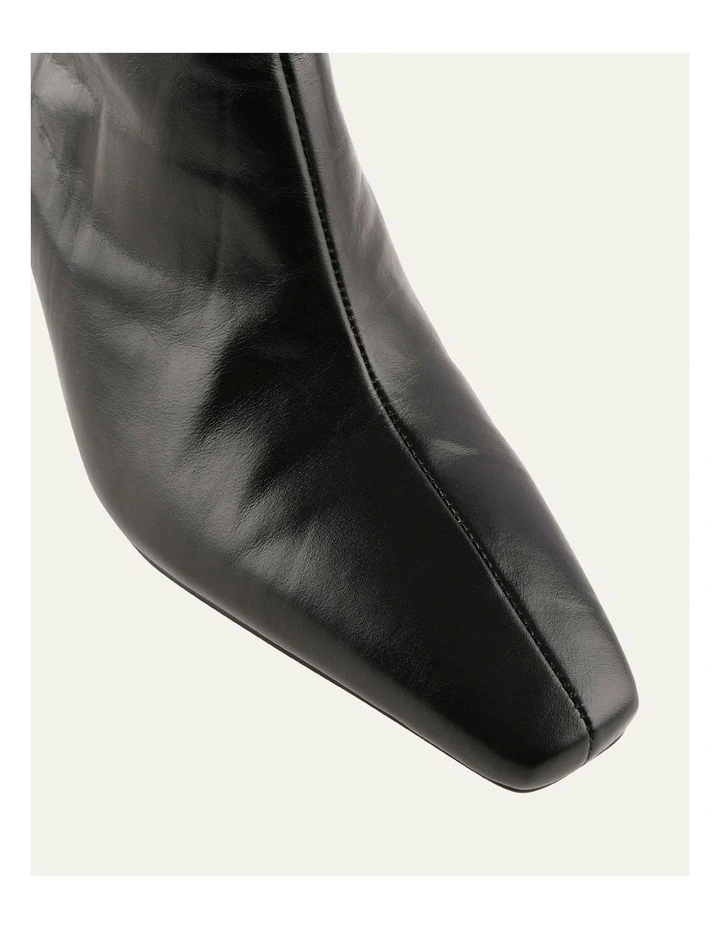 Selma Leather Mid Ankle Boots in Black image 3