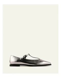 Jenson Leather Dress Flats in Gunmetal