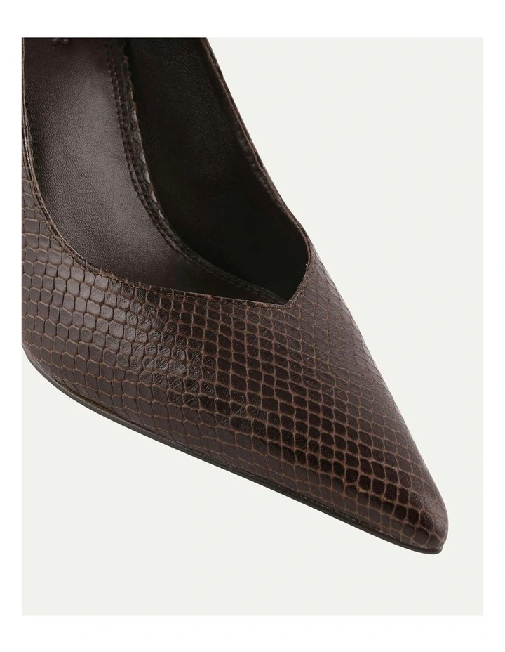 Granger Leather High Heels in Chocolate Snake Print image 3