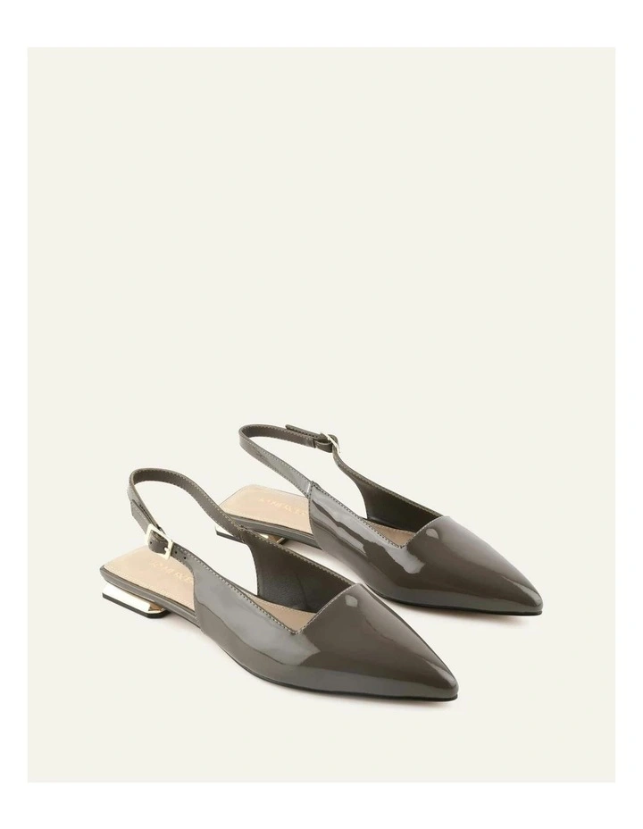 Eclipse Patent Dress Flats in Dark Olive image 2