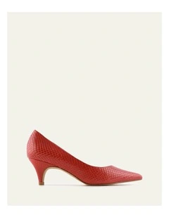 Blair Leather Low Heels in Chilli Snake Print