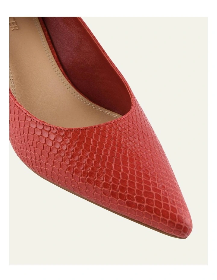 Blair Leather Low Heels in Chilli Snake Print image 4