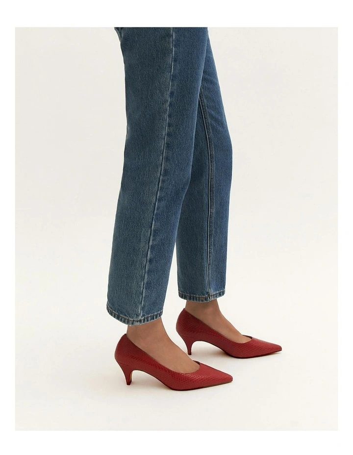 Blair Leather Low Heels in Chilli Snake Print image 7