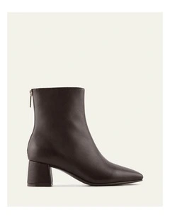 Nori Leather Mid Ankle Boots in Bitter Choc