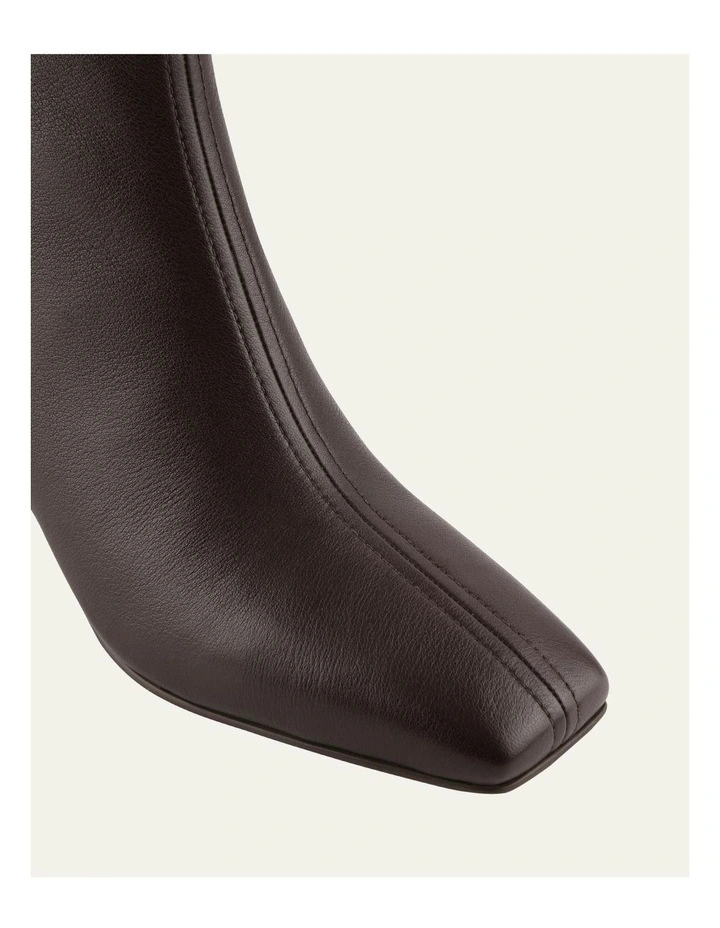 Nori Leather Mid Ankle Boots in Bitter Choc image 3