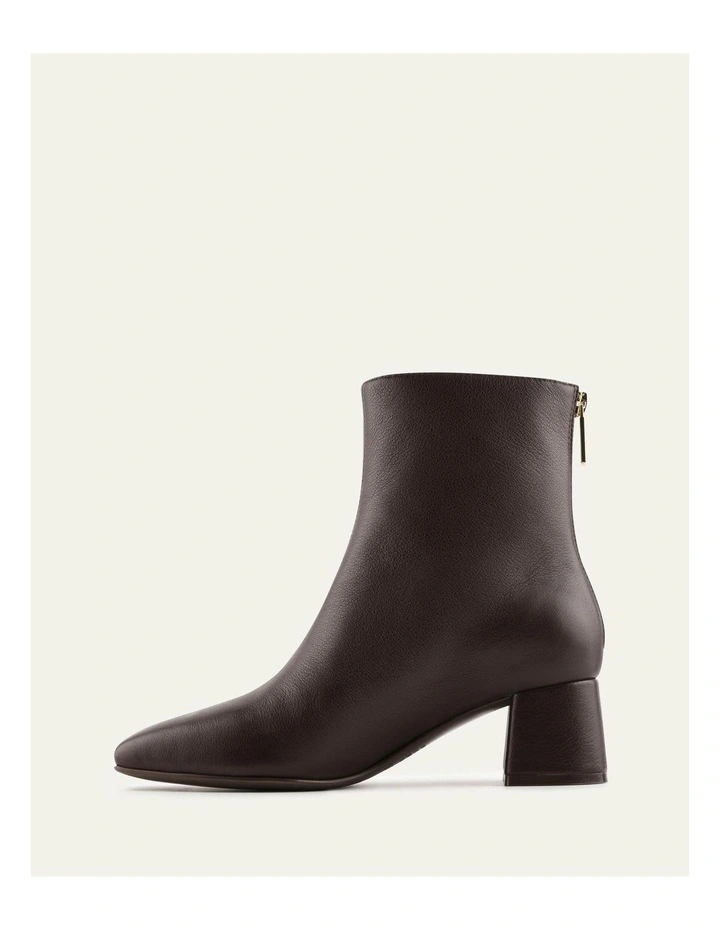 Nori Leather Mid Ankle Boots in Bitter Choc image 5