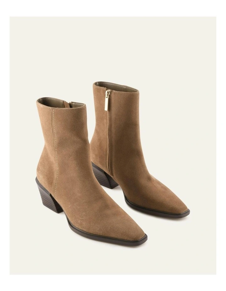 Farrow Suede Flat Ankle Boots in Latte image 2