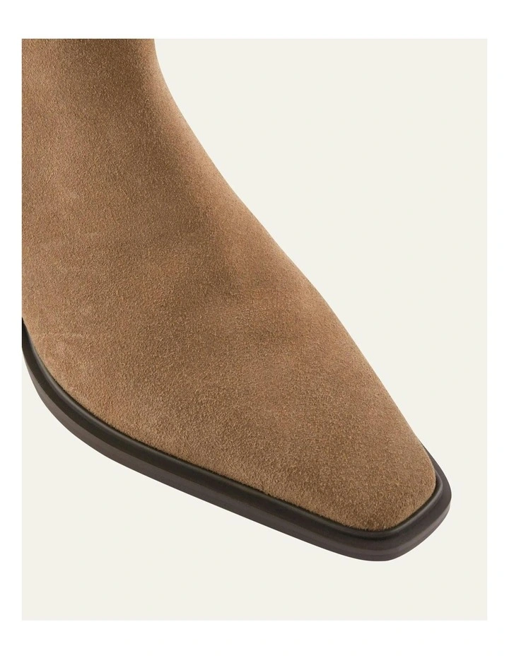 Farrow Suede Flat Ankle Boots in Latte image 3