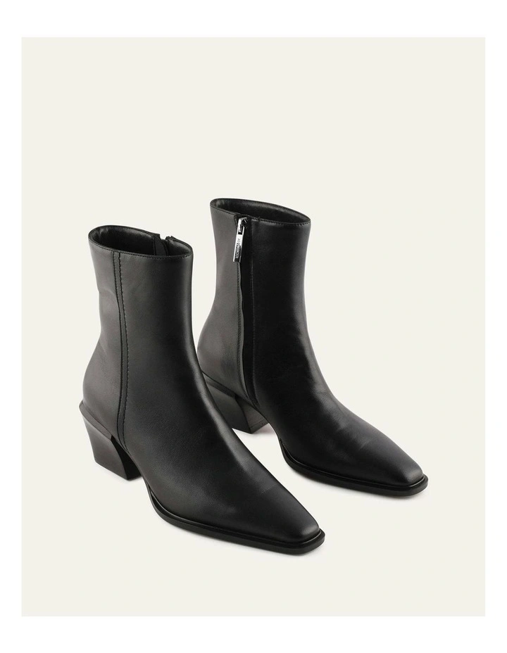 Farrow Leather Flat Ankle Boots in Black image 2