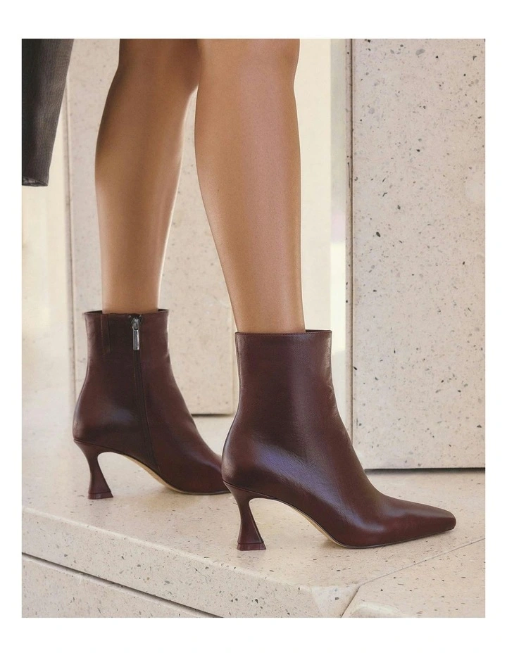 Leather Selma Mid Ankle Boots in Merlot image 2