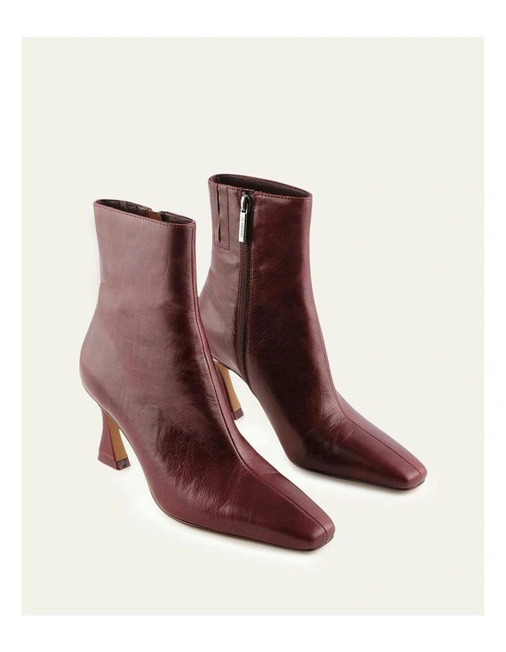 Leather Selma Mid Ankle Boots in Merlot image 3