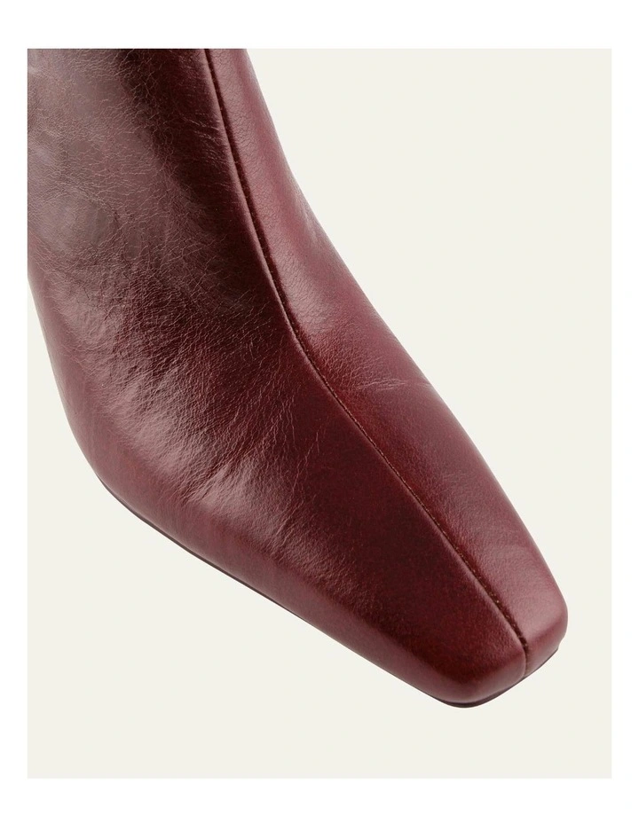 Leather Selma Mid Ankle Boots in Merlot image 4