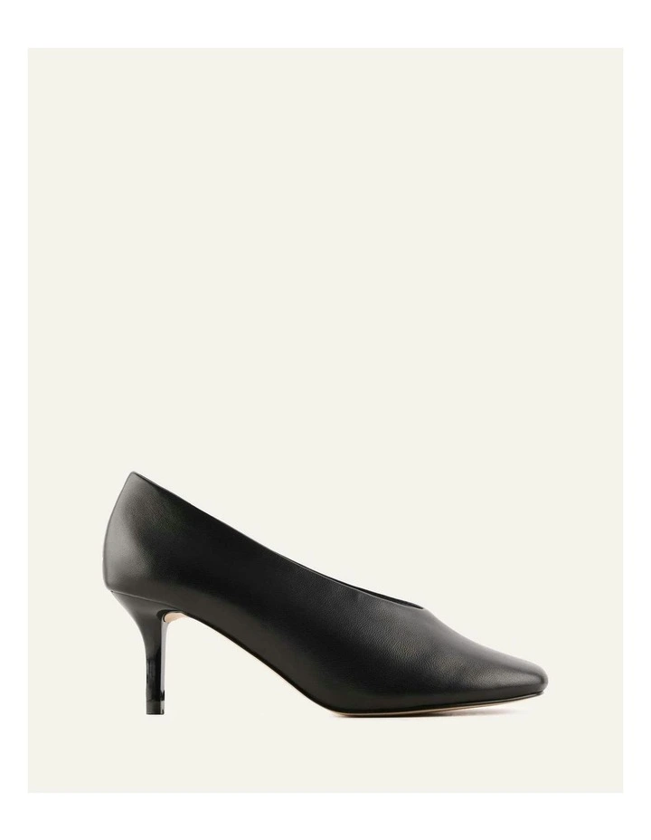 Ella Leather Mid Heels in Black image 1