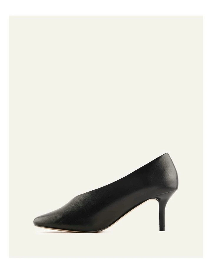 Ella Leather Mid Heels in Black image 5