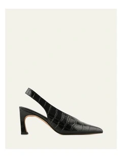 Evie Mid Heels in Black Croc