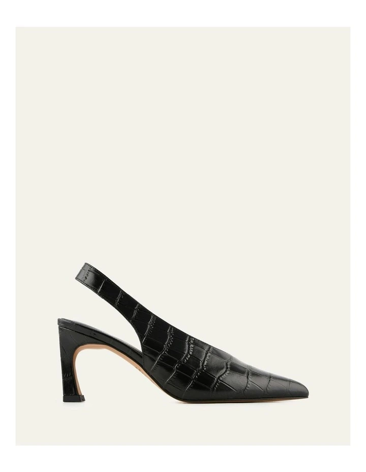 Evie Mid Heels in Black Croc image 1