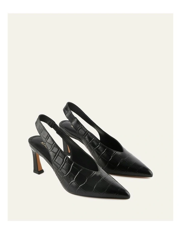 Evie Mid Heels in Black Croc image 2