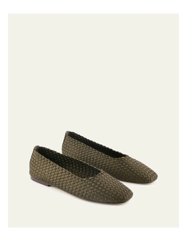 Vivienne Casual Flats in Dark Olive Satin image 2