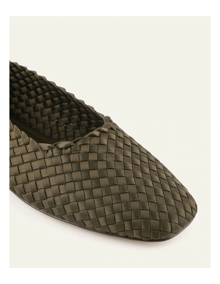 Vivienne Casual Flats in Dark Olive Satin image 3