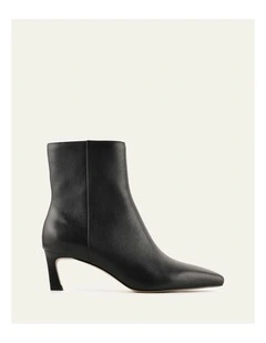 Gabby Mid Ankle Boots in Black Leather