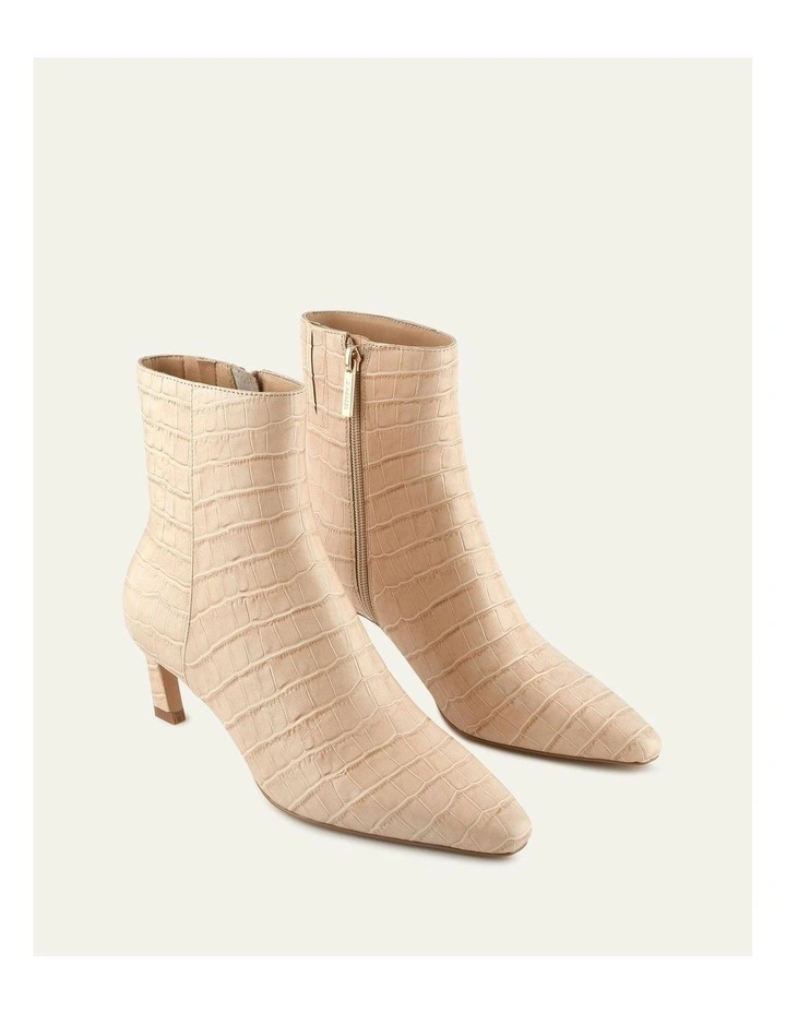 Gabby Mid Ankle Boots in Beige Croc image 2