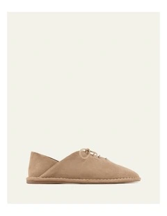 Paisley Lace Ups Shoes in Latte Suede