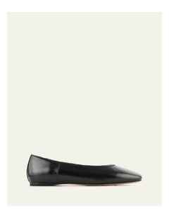 Yarra Dress Flats in Black Leather