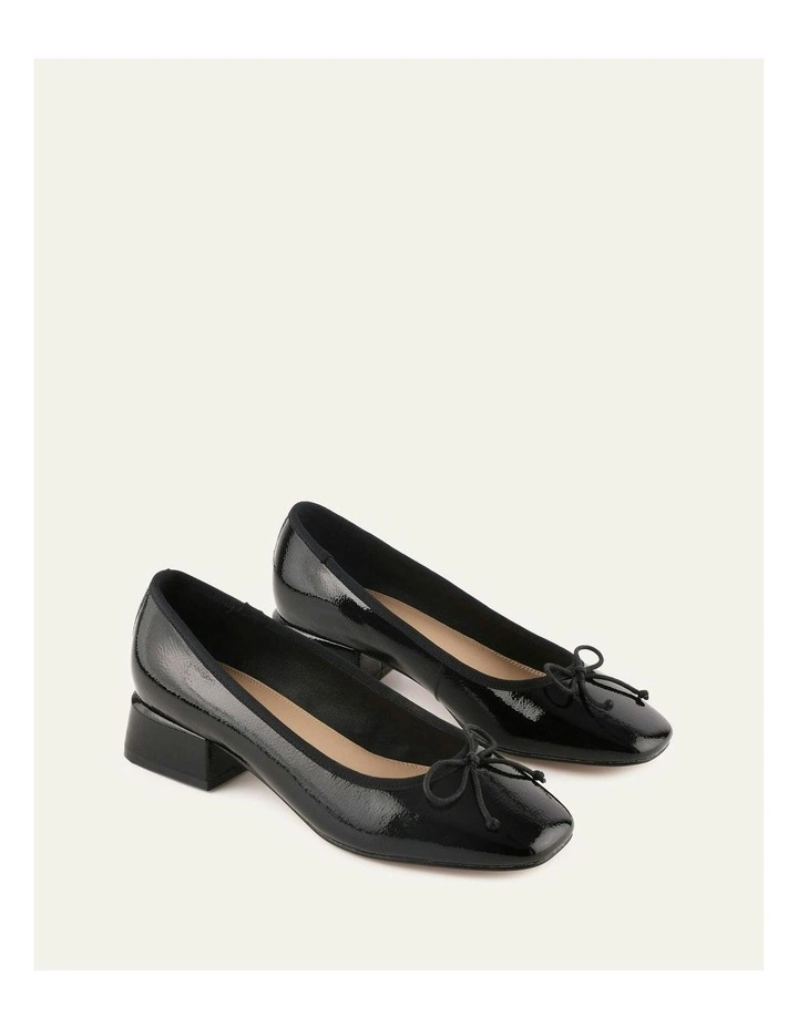 Lara Low Heels in Black Crinkle Patent image 2