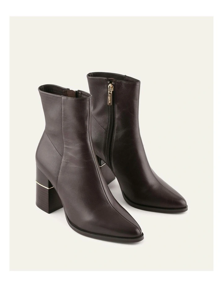 Levi High Ankle Boots in Bitter Choc Leather image 2