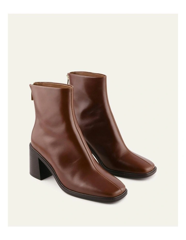 Colby Mid Ankle Boots in Chestnut Leather image 2