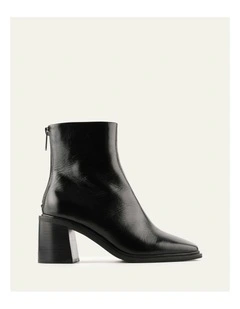 Colby Mid Ankle Boots in Black Leather