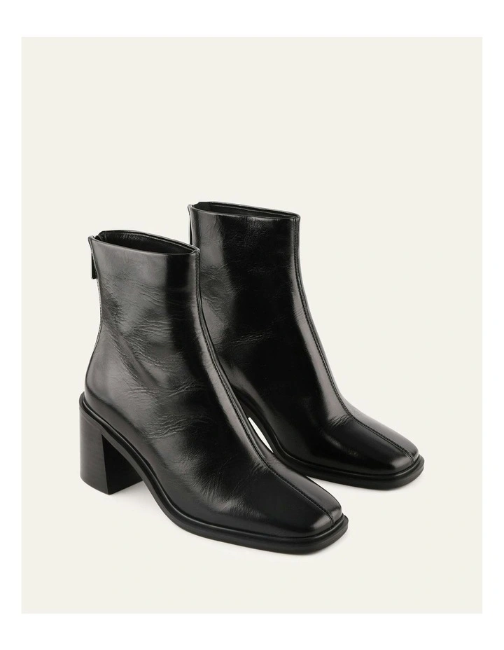 Colby Mid Ankle Boots in Black Leather image 2