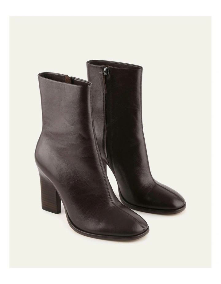 Odessa High Ankle Boots in Chocolate Leather image 2