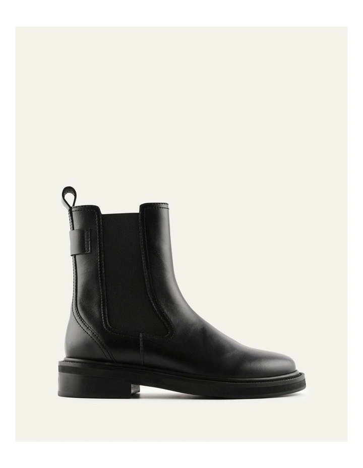 Dorian Flat Ankle Boots in Black Leather image 1