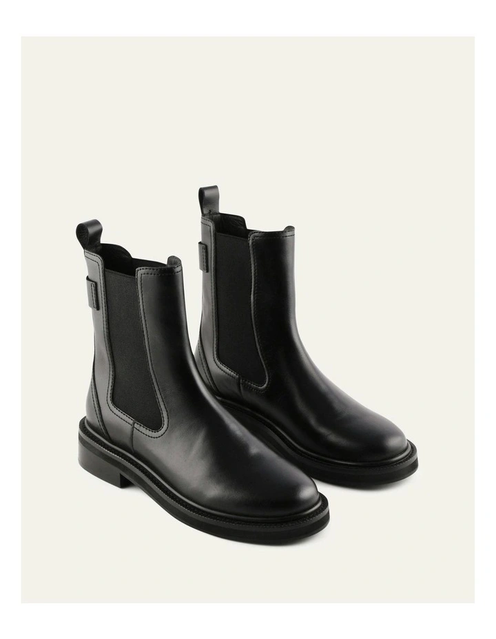 Dorian Flat Ankle Boots in Black Leather image 2
