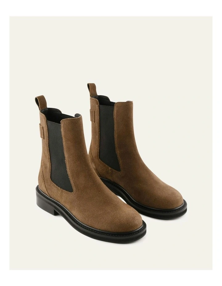 Dorian Flat Ankle Boots in Bark Suede image 2