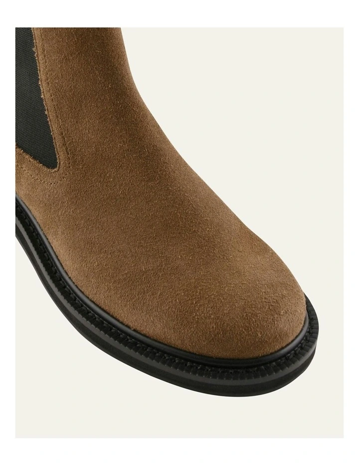 Dorian Flat Ankle Boots in Bark Suede image 3