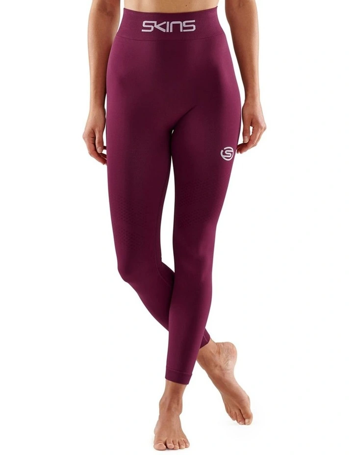 Series-3 Running Activewear Long Tights in Burgundy image 1