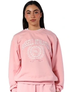 Varisty Terry Crew Hoodie in Quartz Pink