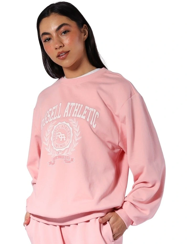 Varisty Terry Crew Hoodie in Quartz Pink image 3