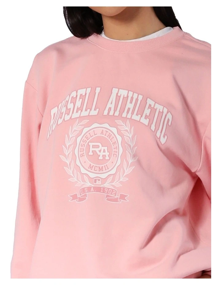 Varisty Terry Crew Hoodie in Quartz Pink image 4