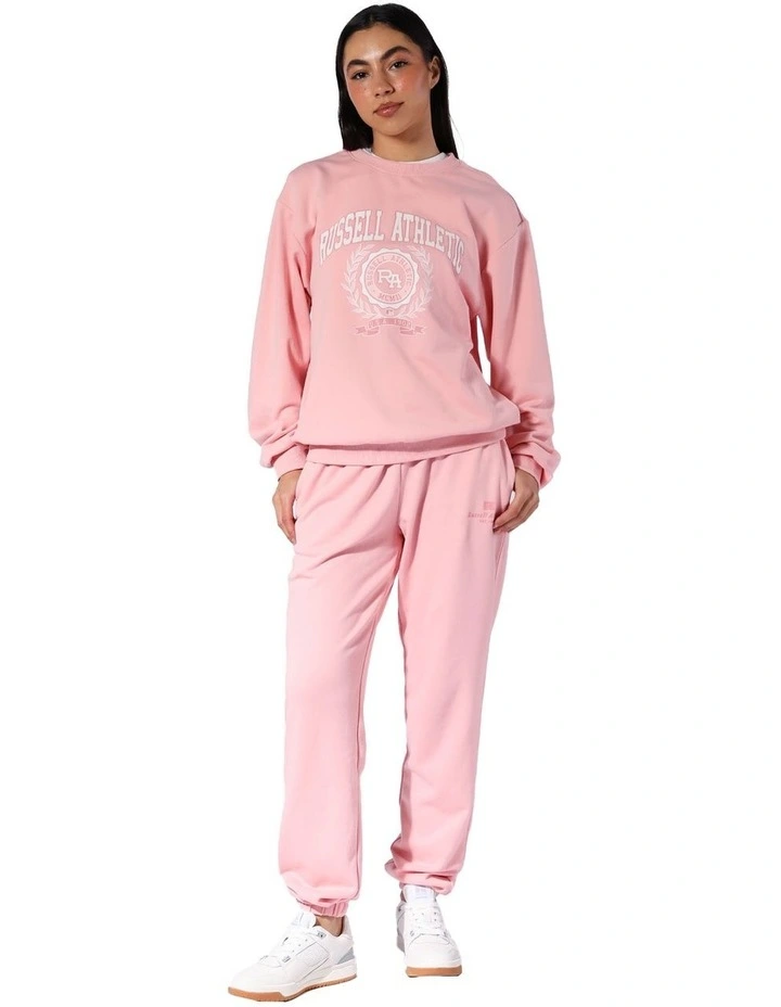 Varisty Terry Crew Hoodie in Quartz Pink image 5