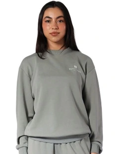 Logo Crew Sweater in Shadow Green