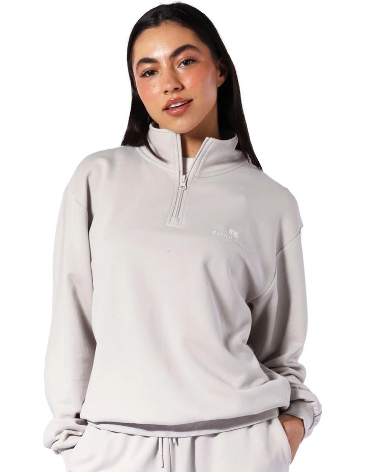 Logo Terry Quarter Zip Hoodie in Antarctica White image 1