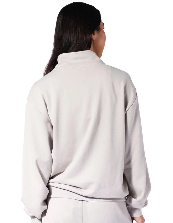 Logo Terry Quarter Zip Hoodie in Antarctica White image 2