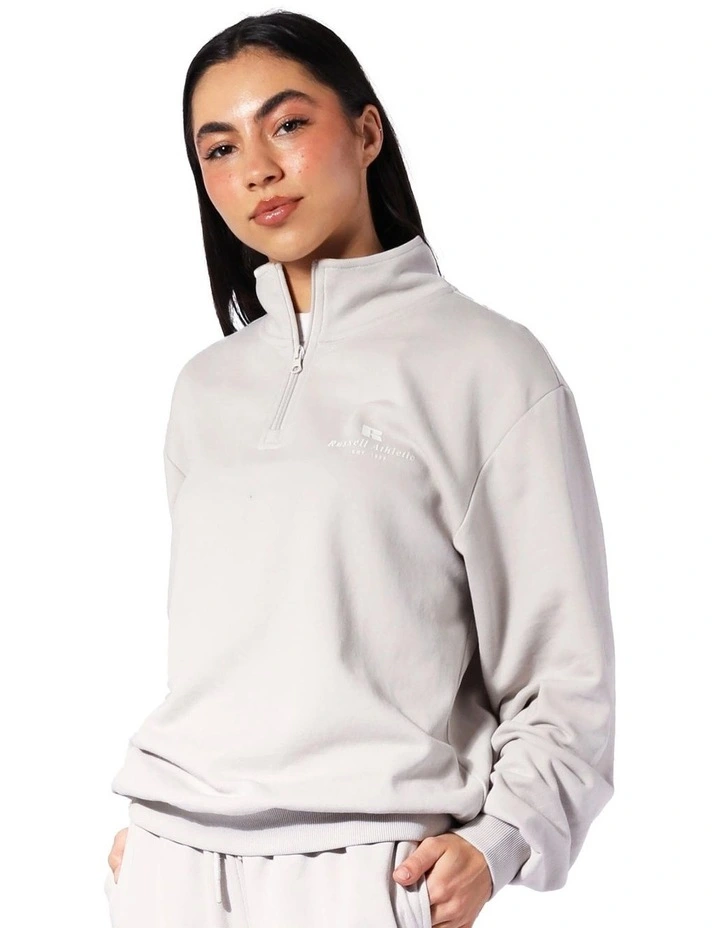 Logo Terry Quarter Zip Hoodie in Antarctica White image 3