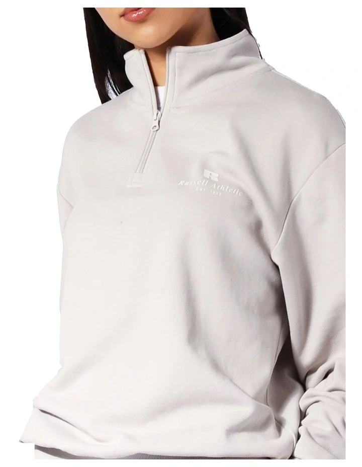 Logo Terry Quarter Zip Hoodie in Antarctica White image 4