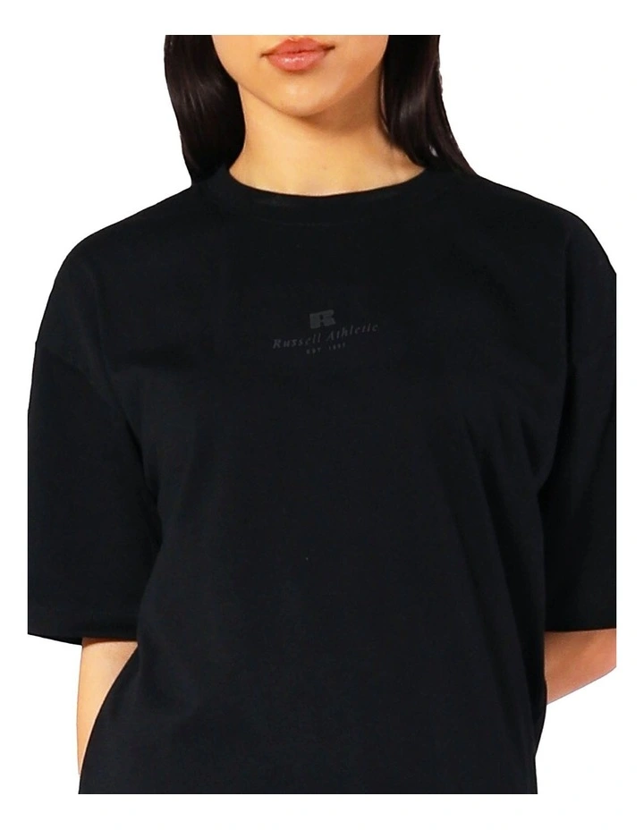 Oversized Tonal Logo Tee in Black image 4